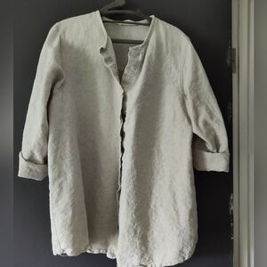 Elizabeth Suzanne Kara Top, Long Sleeve Flax Linen, L, Excellent Condition
